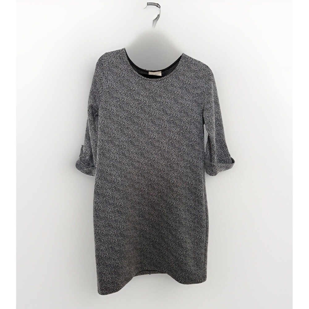 Everly Cuffed Sleeve Marled Mini Dress Style DR5267 Textured Knit Gray Small S